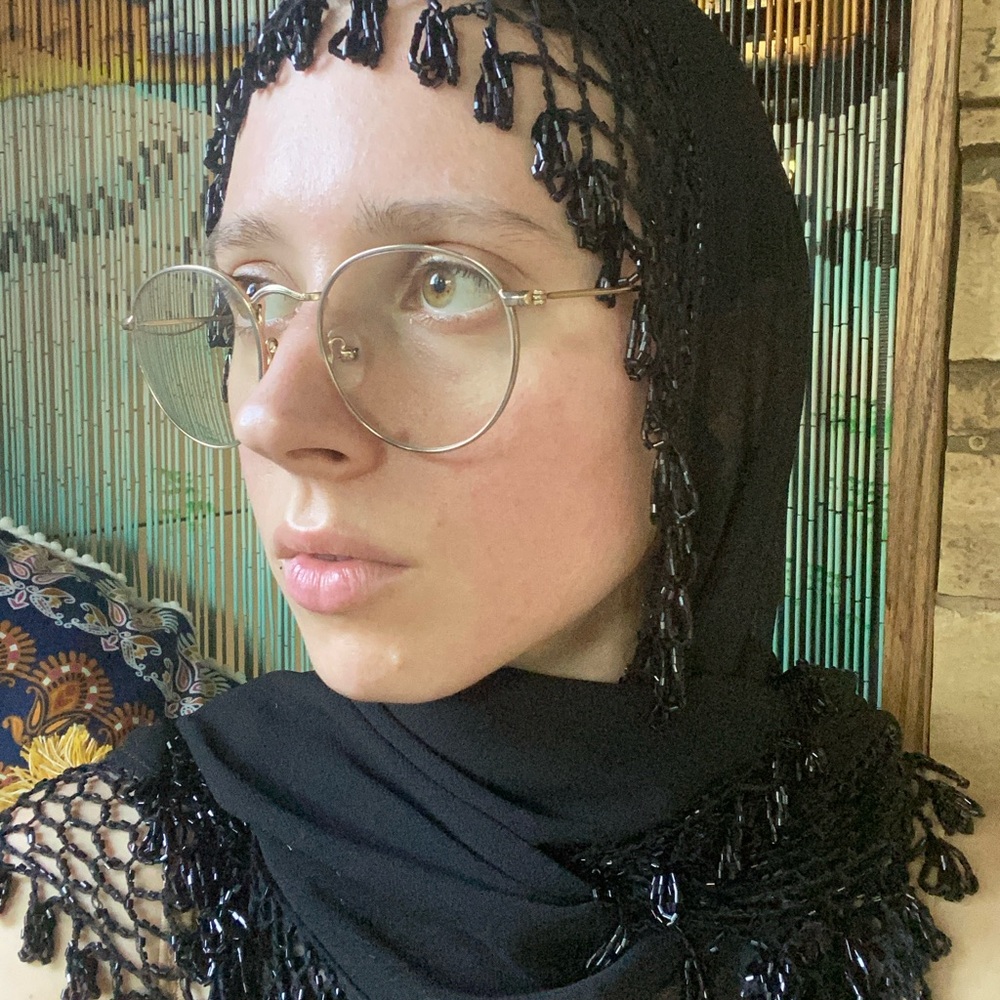 Elegant Black Beaded Scarf